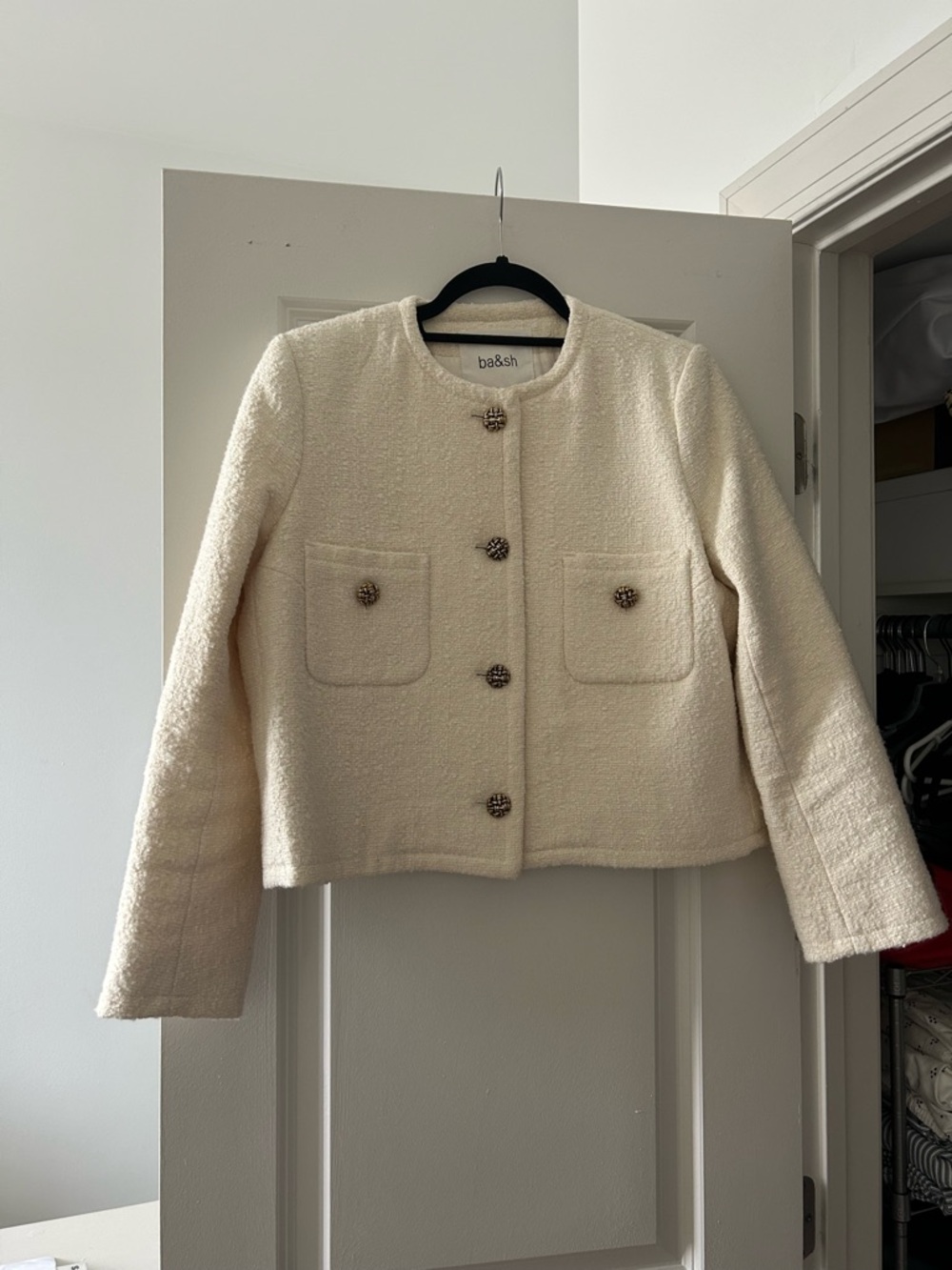 ba&sh Cream Bouclé Lady Jacket, size 2/small